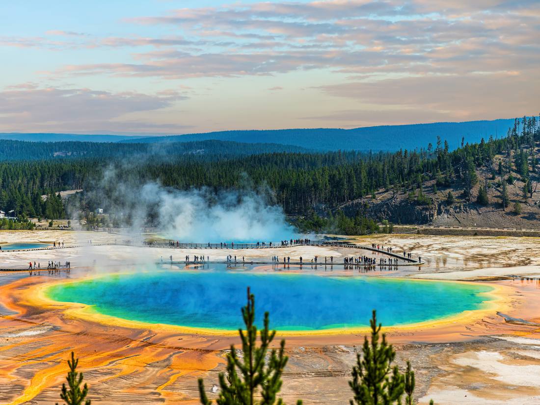 De Grand Prismatic Spring in Yellowstone National Park, Wyoming, Amerika