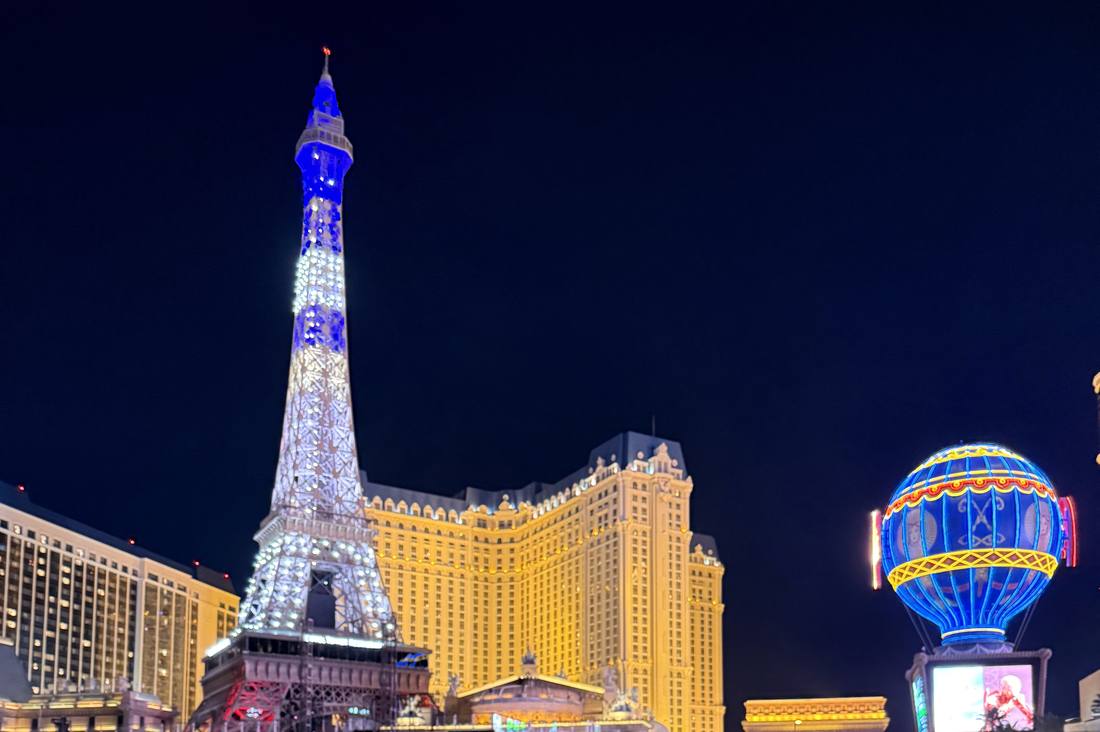 De Strip van Las Vegas in de avond, Nevada, Amerika