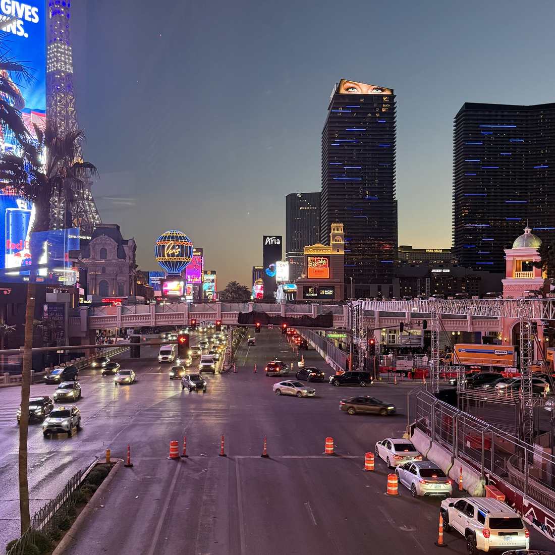 De Strip van Las Vegas in de schemering, Nevada, Amerika