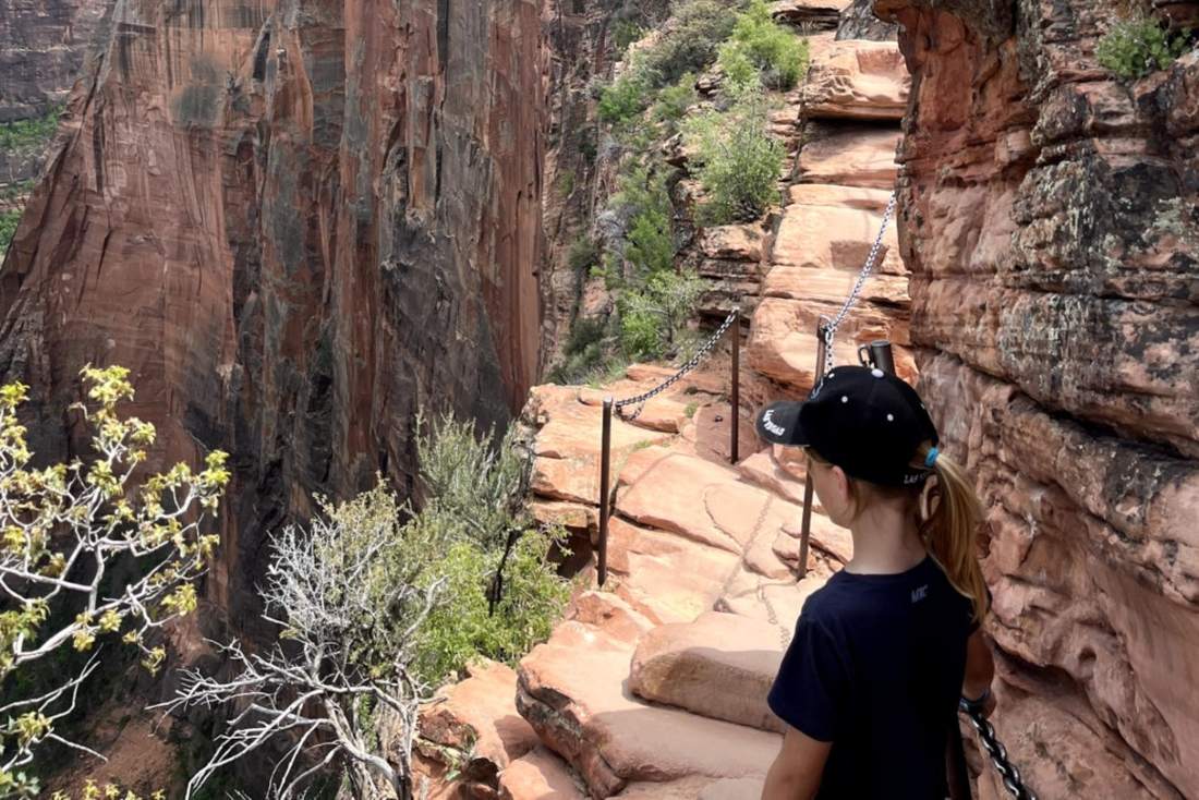 Angels Landing met kinderen, Zion NP, Amerika