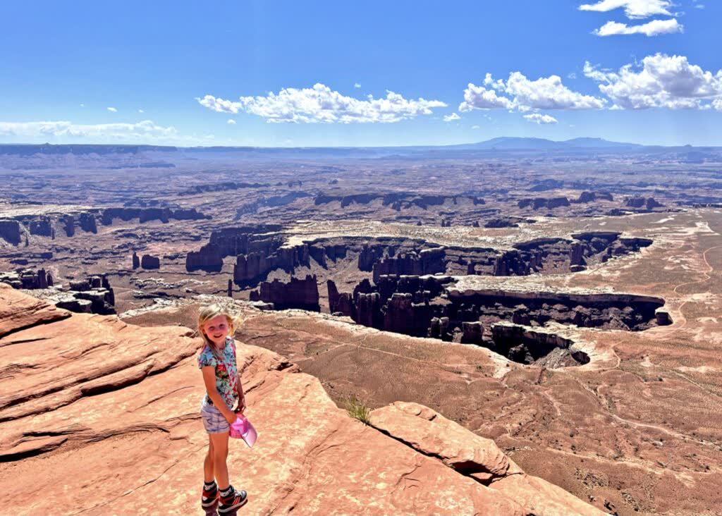 Canyonlands NP met kinderen, Grand viewpoint, Utah, Amerika