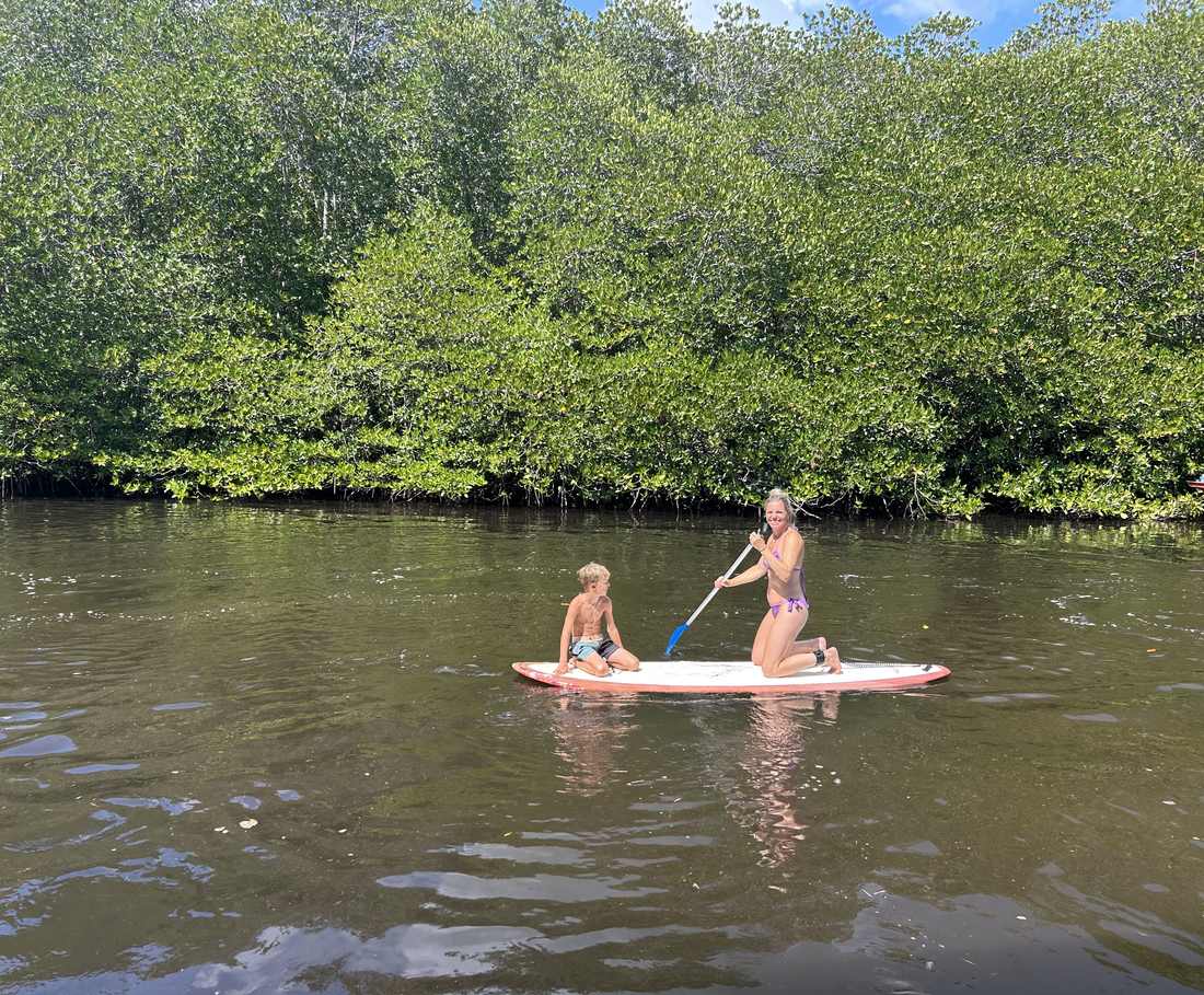 Op de SUP door de mangroves bij Nusa Lembongan, Bali, Indonesië