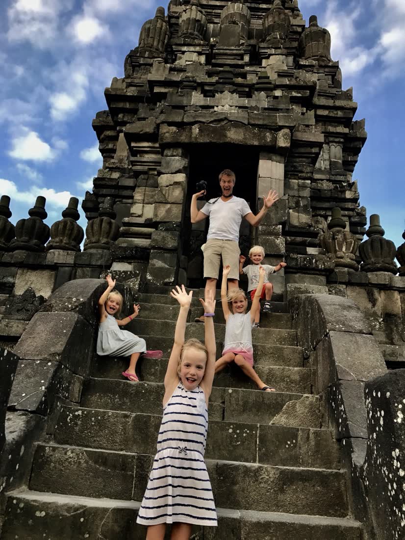 De tempels van Prambanan bij Yogyakarta op Java, Indonesië