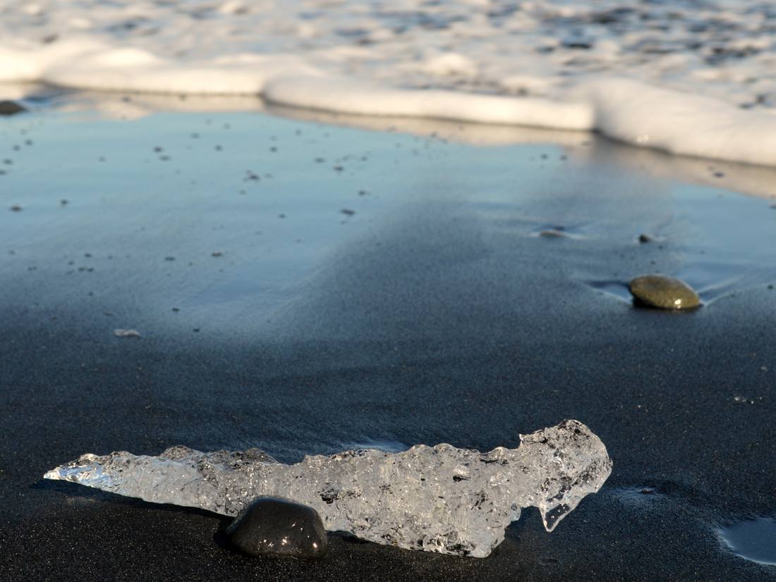 Het levert mooie plaatjes op! IJsschotsen op het strand, IJsland