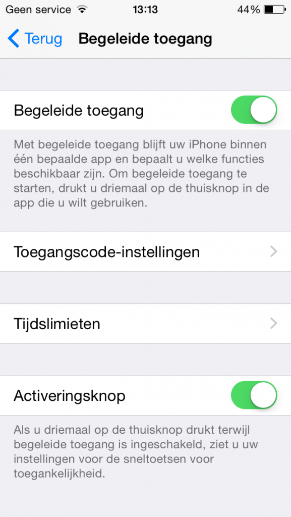 Stap 3: stel toegangscode of tijdslimieten in