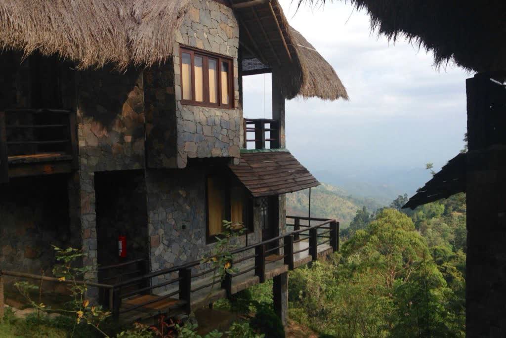 Een hotel met uitzicht over de theevelden, het heuvelland van Sri Lanka