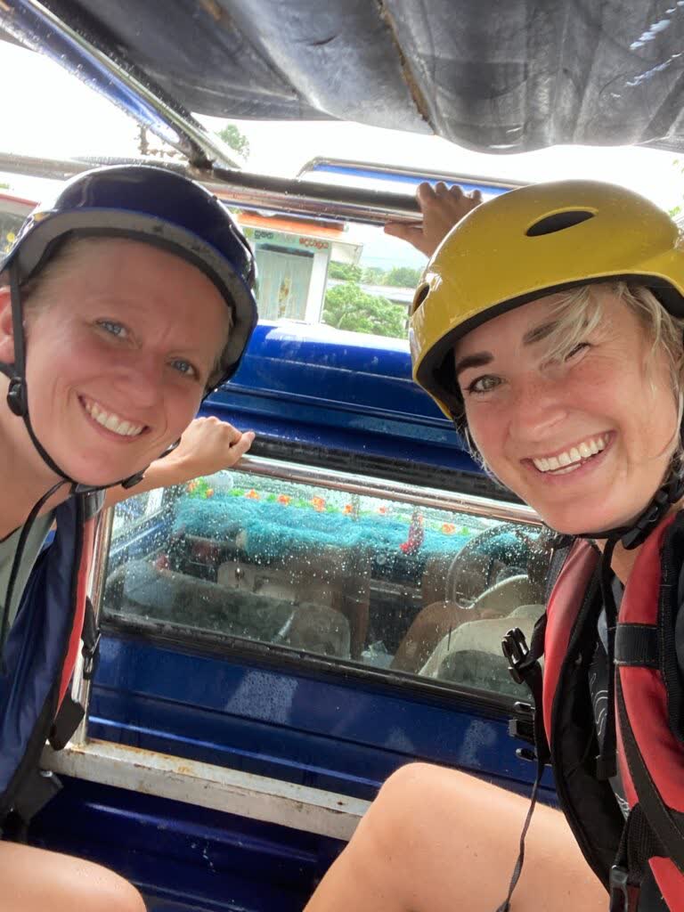Actie tijdens het raften in Kitulgala, Sri Lanka