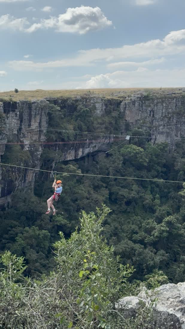 Zipline over de kloof bij Graskop op de panoramaroute, Mpumalanga, Zuid-Afrika