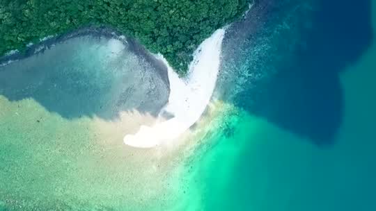 Zandbank en helder turquoise water voor de kust van Zuid-Thailand